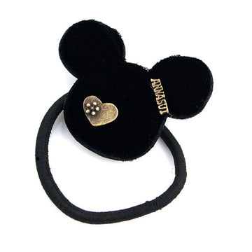 Velvet Mickey Ponytail Holder Black
